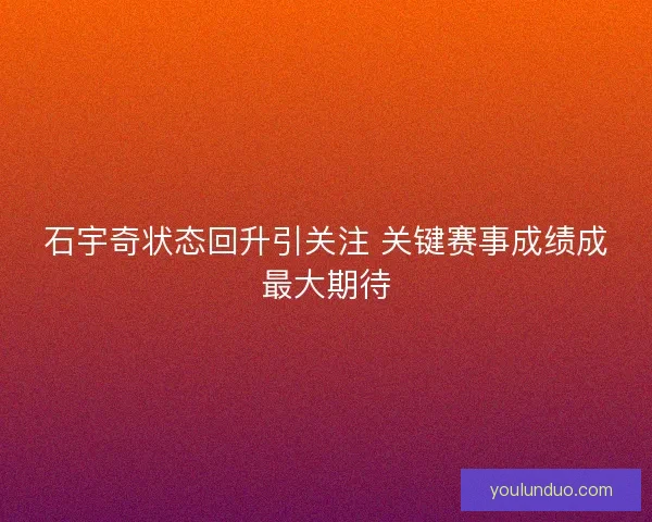石宇奇状态回升引关注 关键赛事成绩成最大期待